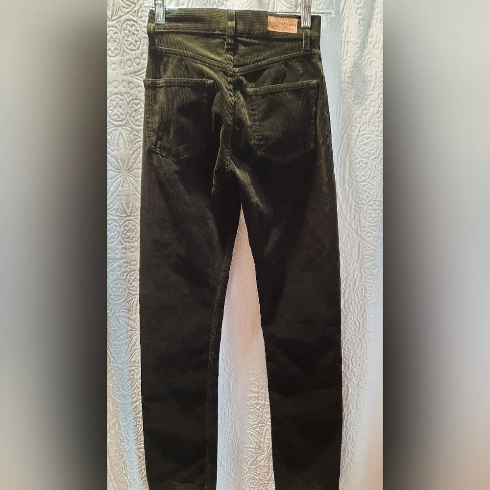 NWT! Polo Ralph Lauren Pants Womans 24 Green Corduroy Straight Preppy Classic - Picture 3 of 16